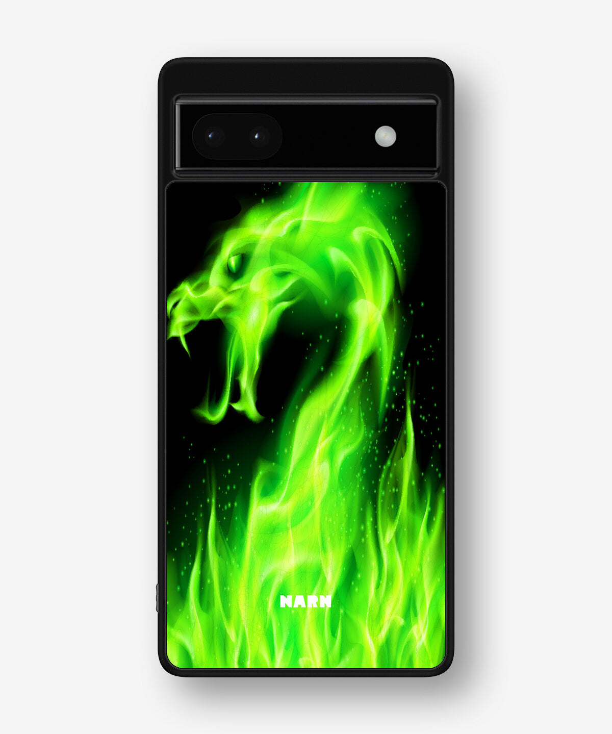 Google Pixel 6a Hard Case – Green Flames Dragon - View 1