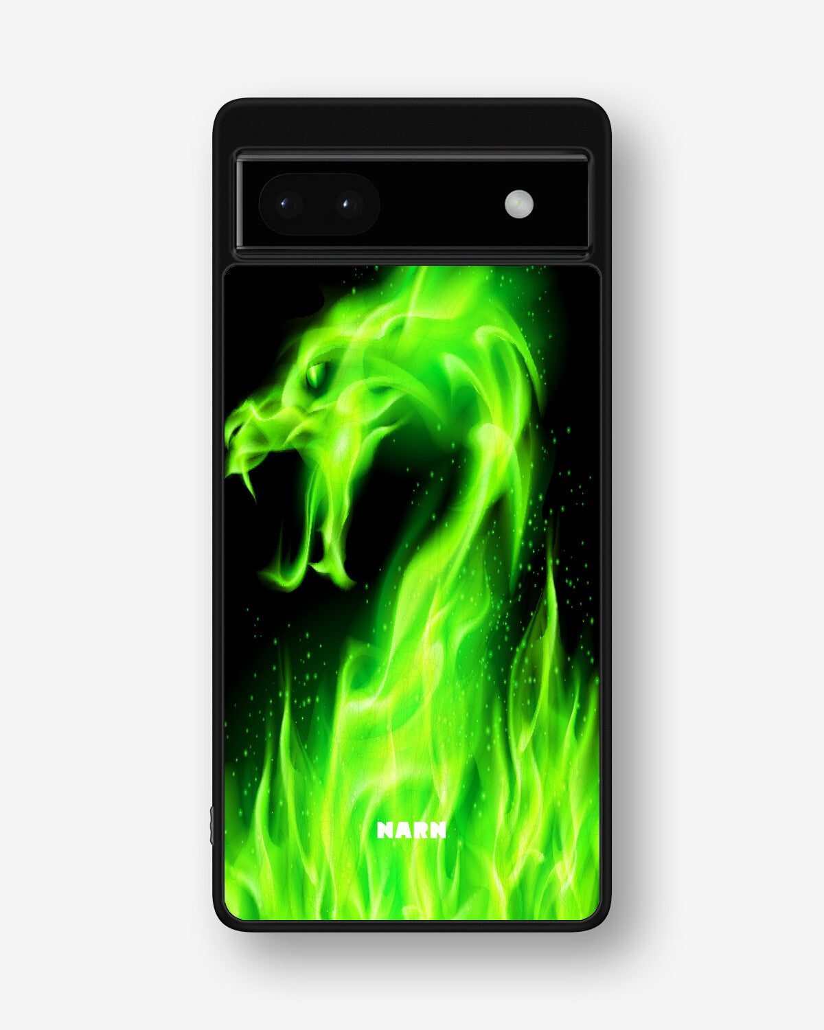 Google Pixel 6a Hard Case – Green Flames Dragon - View 1