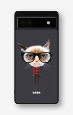 Google Pixel 6a Hard Case – Hipster Cat - View 1