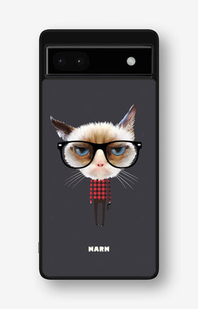 Google Pixel 6a Hard Case – Hipster Cat - View 1