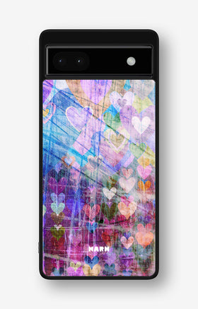 Google Pixel 6a Hard Case – Purple Hearts - View 1