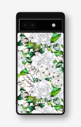 Google Pixel 6a Hard Case – White Bloom - View 1