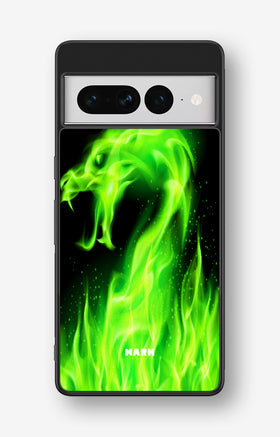 Google Pixel 7 Pro Hard Case – Green Flames Dragon - View 1