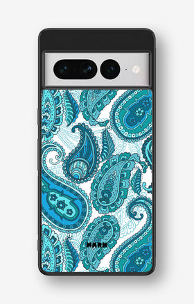 Google Pixel 7 Pro Hard Case – Turquoise Paisley - View 1