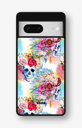 Google Pixel 7 Hard Case – Flowered Skulls - View 1