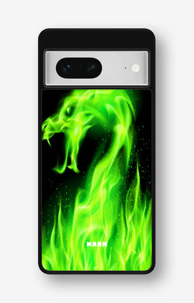 Google Pixel 7 Hard Case – Green Flames Dragon - View 1