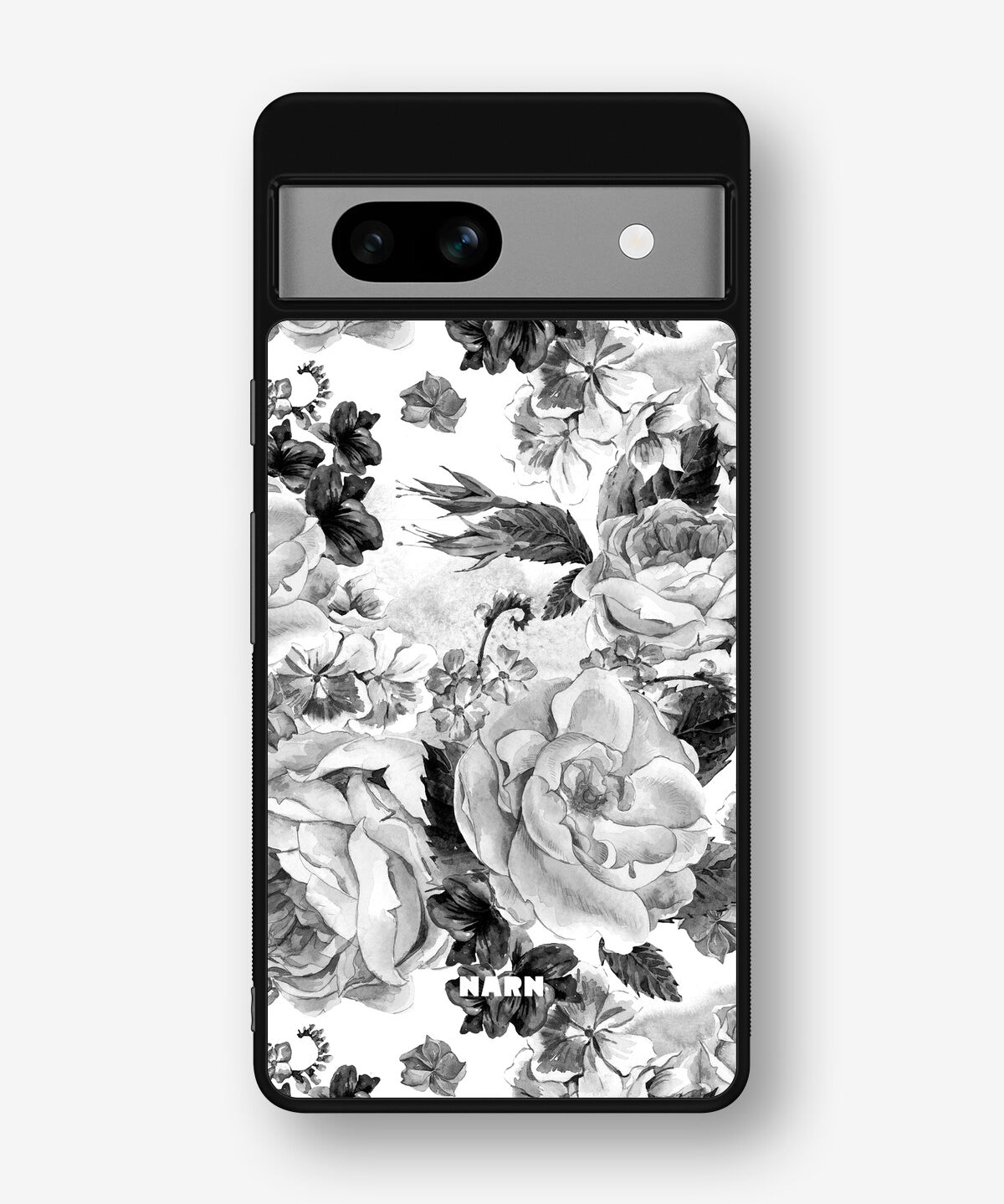 Google Pixel 7a Hard Case – Black & White Bloom - View 1