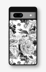 Google Pixel 7a Hard Case – Black & White Bloom - View 1
