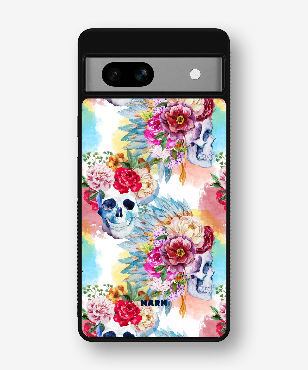 Google Pixel 7a Hard Case – Flowered Skulls - View 1