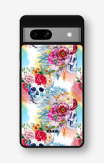 Google Pixel 7a Hard Case – Flowered Skulls - View 1