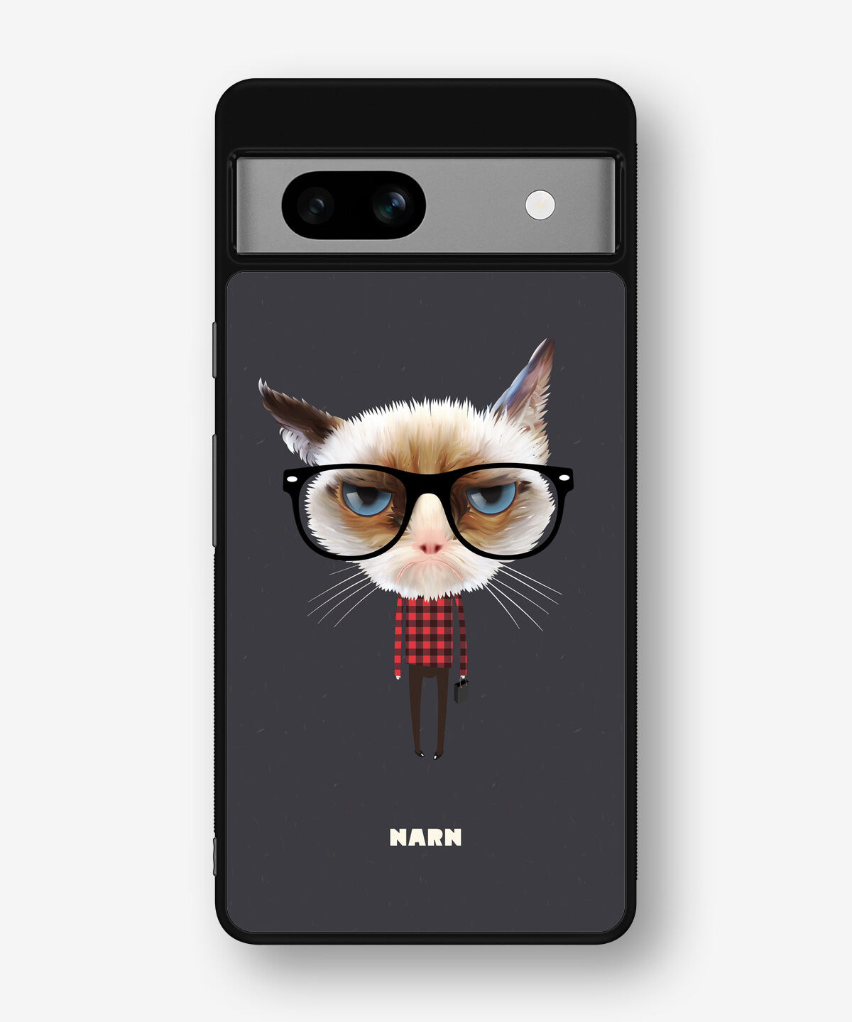 Google Pixel 7a Hard Case – Hipster Cat - View 1