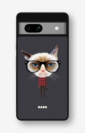 Google Pixel 7a Hard Case – Hipster Cat - View 1
