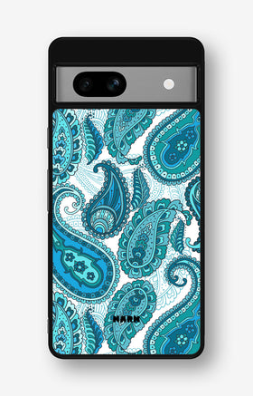 Google Pixel 7a Hard Case – Turquoise Paisley - View 1
