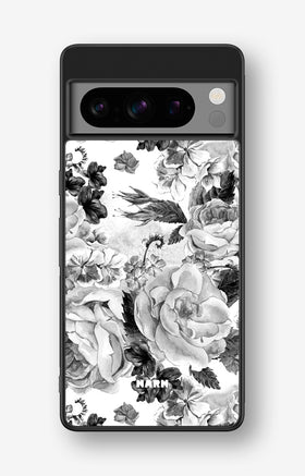 Google Pixel 8 Pro Hard Case – Black & White Bloom - View 1