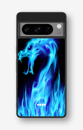 Google Pixel 8 Pro Hard Case – Blue Flames Dragon - View 1
