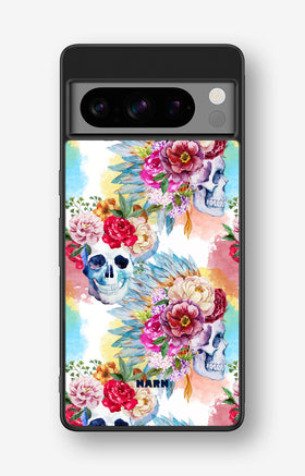 Google Pixel 8 Pro Hard Case – Flowered Skulls - View 1