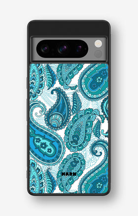 Google Pixel 8 Pro Hard Case – Turquoise Paisley - View 1