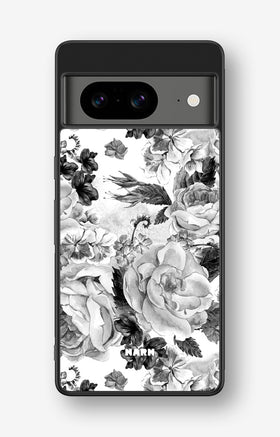Google Pixel 8 Hard Case – Black & White Bloom - View 1