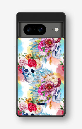 Google Pixel 8 Hard Case – Flowered Skulls - View 1