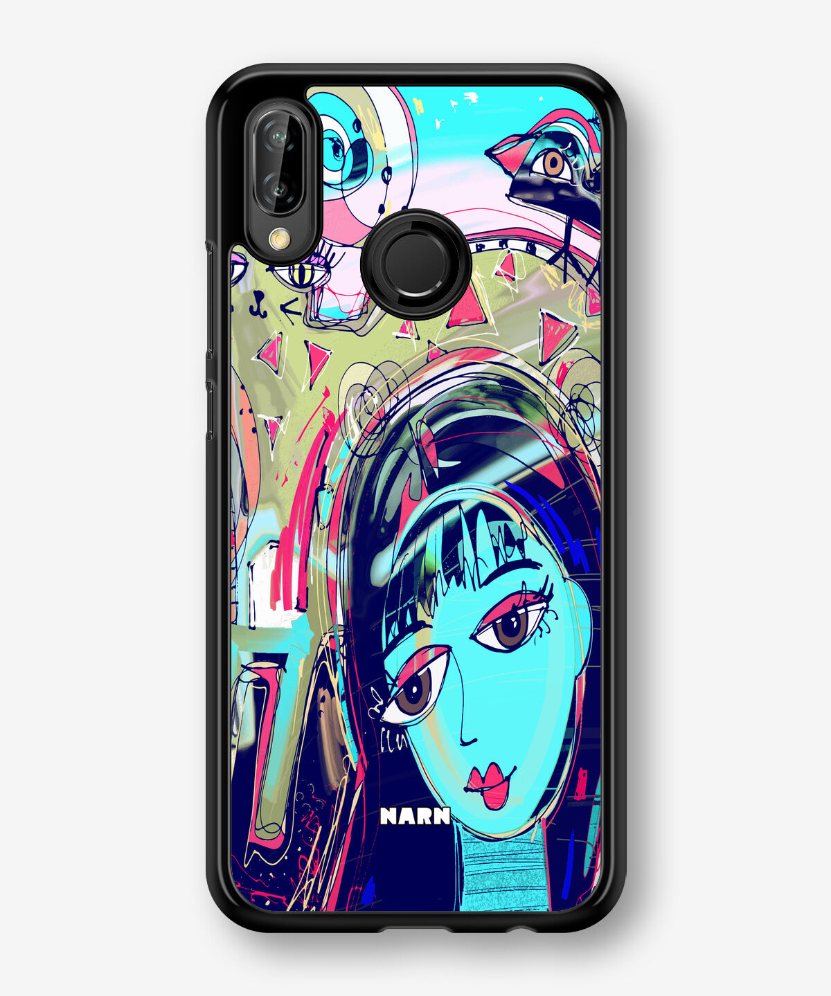 Huawei P20 Lite Hard Case – Abstract Cat - View 1