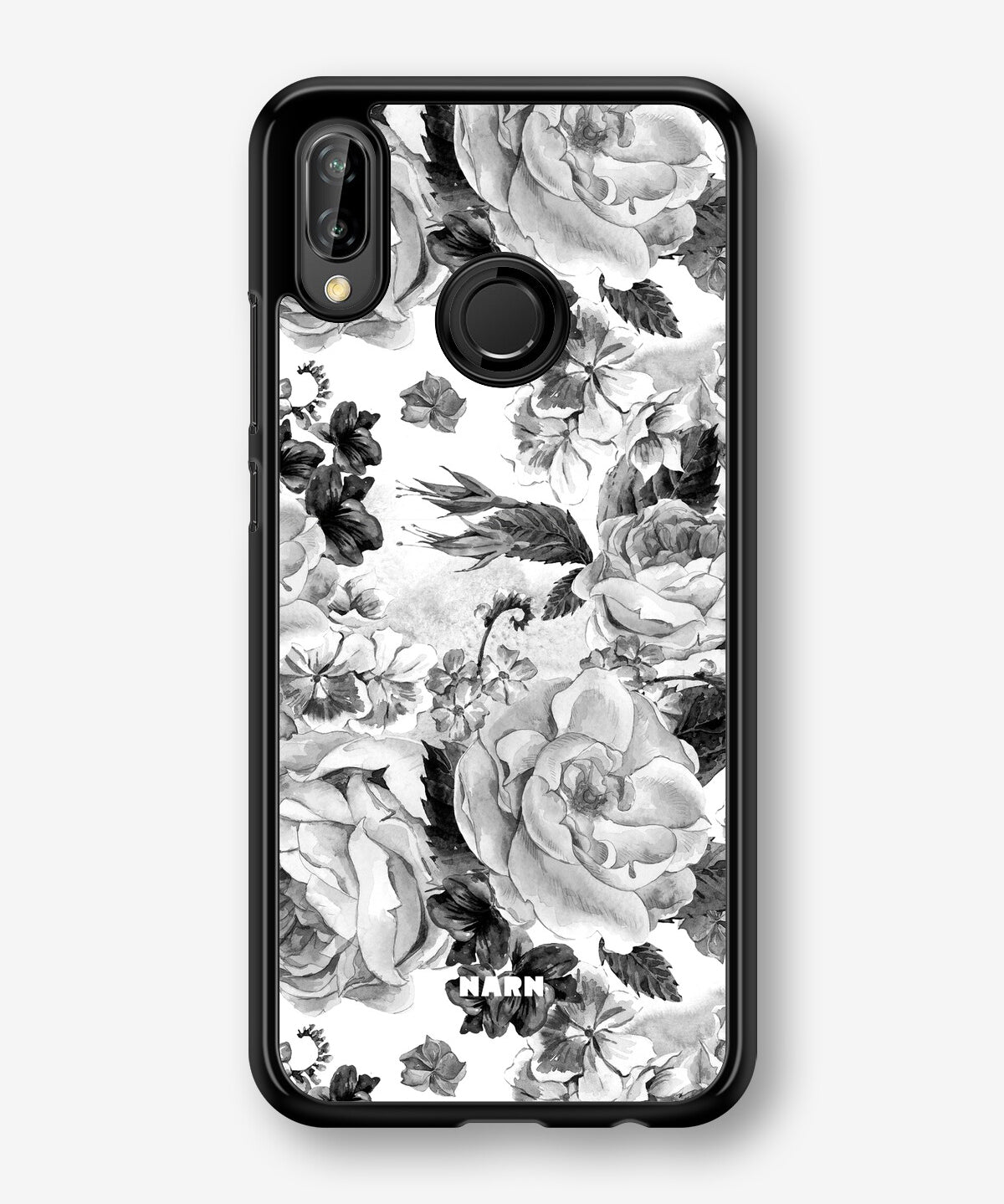 Huawei P20 Lite Hard Case – Black & White Bloom - View 1