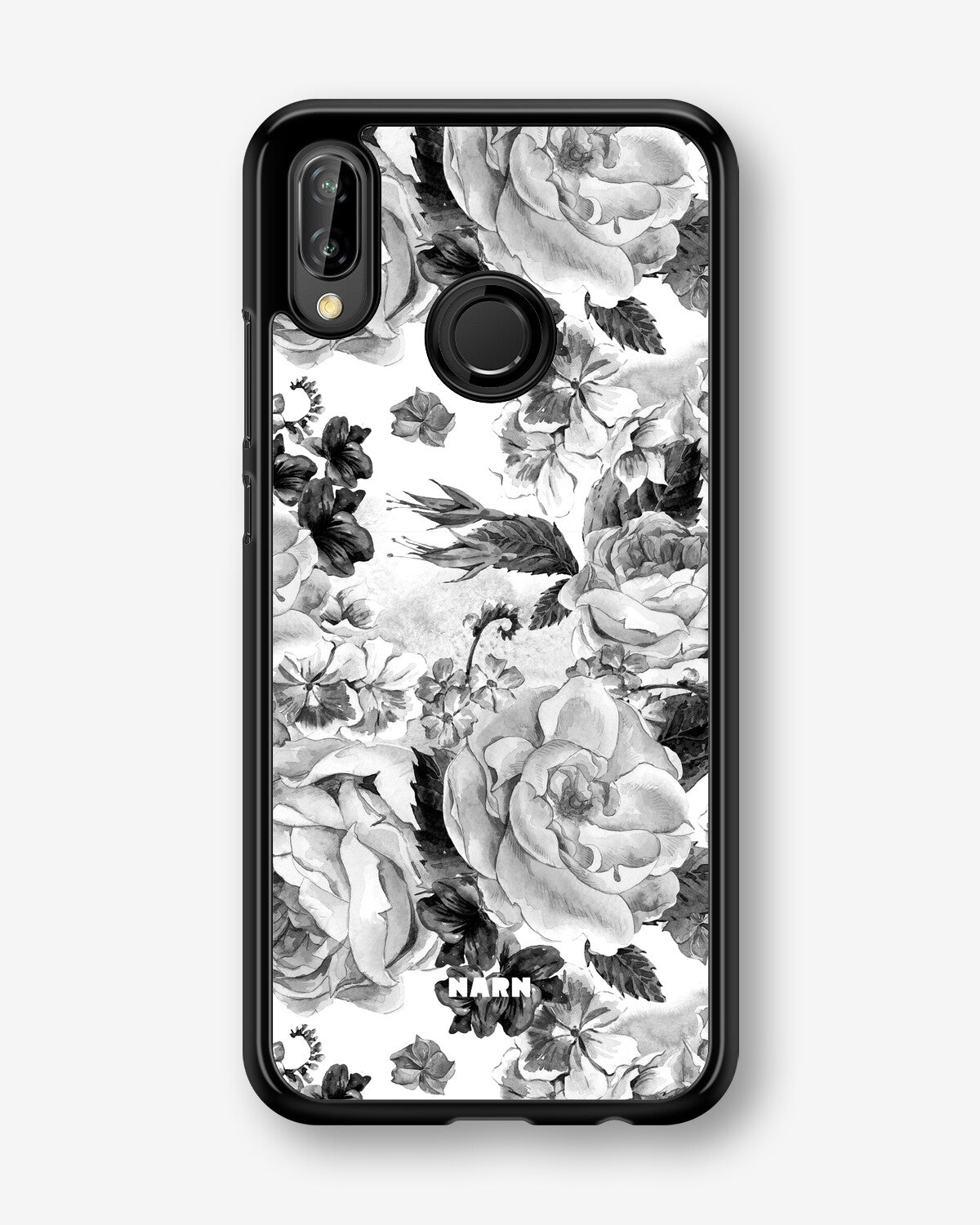 Huawei P20 Lite Hard Case – Black & White Bloom - View 1