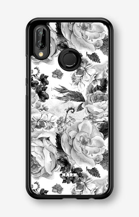 Huawei P20 Lite Hard Case – Black & White Bloom - View 1