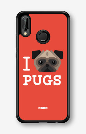 Huawei P20 Lite Hard Case – I Love Pugs - View 1