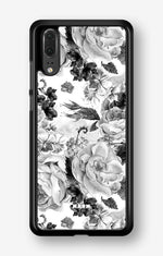 Huawei P20 Hard Case – Black & White Bloom - View 1