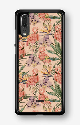 Huawei P20 Hard Case – Flamingos & Flowers - View 1
