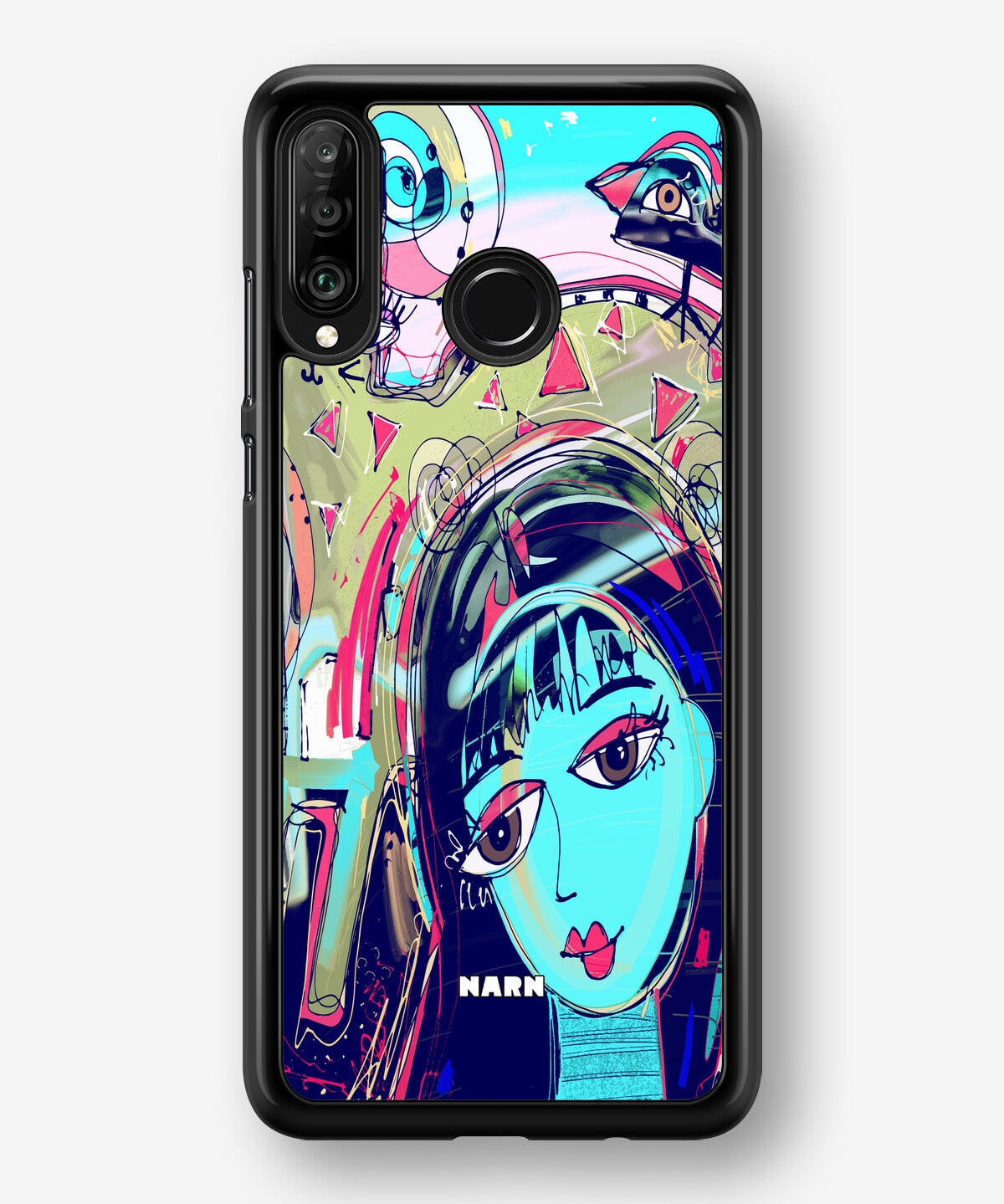 Huawei P30 Lite Hard Case – Abstract Cat - View 1