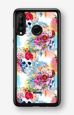Huawei P30 Lite Hard Case – Flowered Skulls - View 1