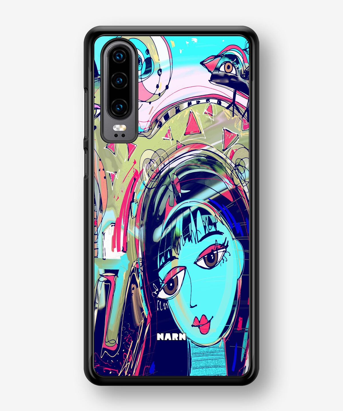 Huawei P30 Hard Case – Abstract Cat - View 1
