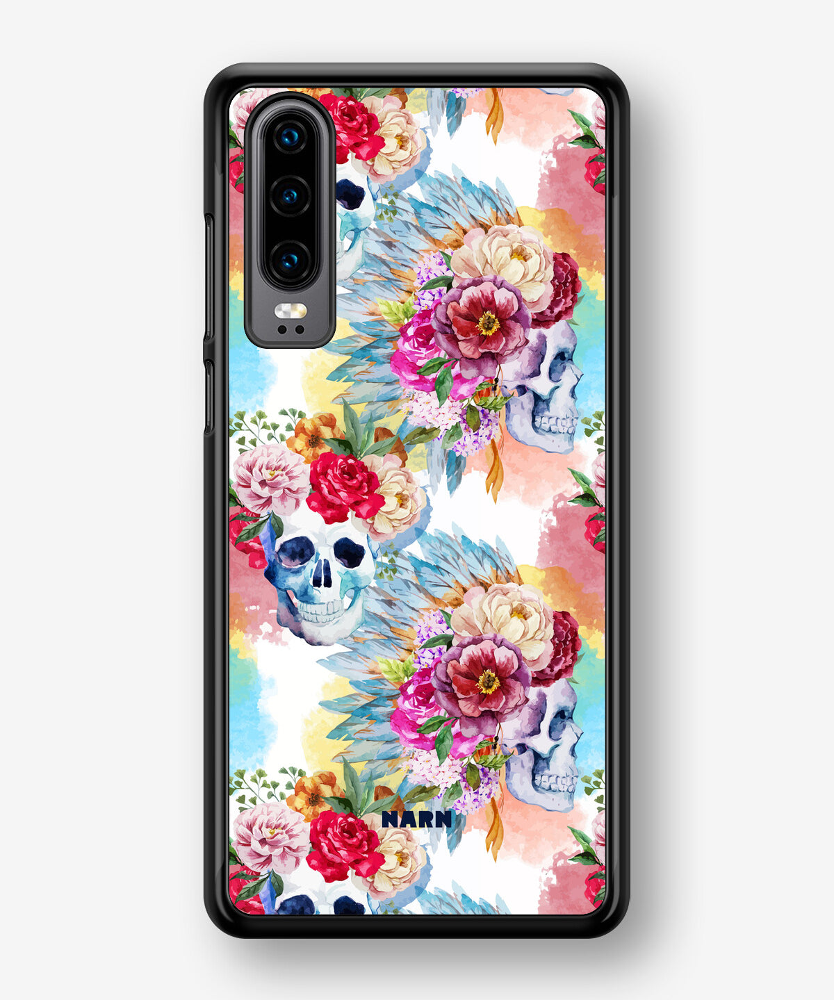 Huawei P30 Hard Case – Flowered Skulls - View 1
