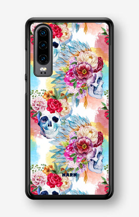 Huawei P30 Hard Case – Flowered Skulls - View 1
