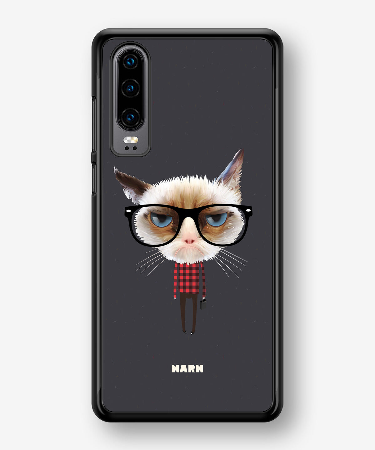 Huawei P30 Hard Case – Hipster Cat - View 1