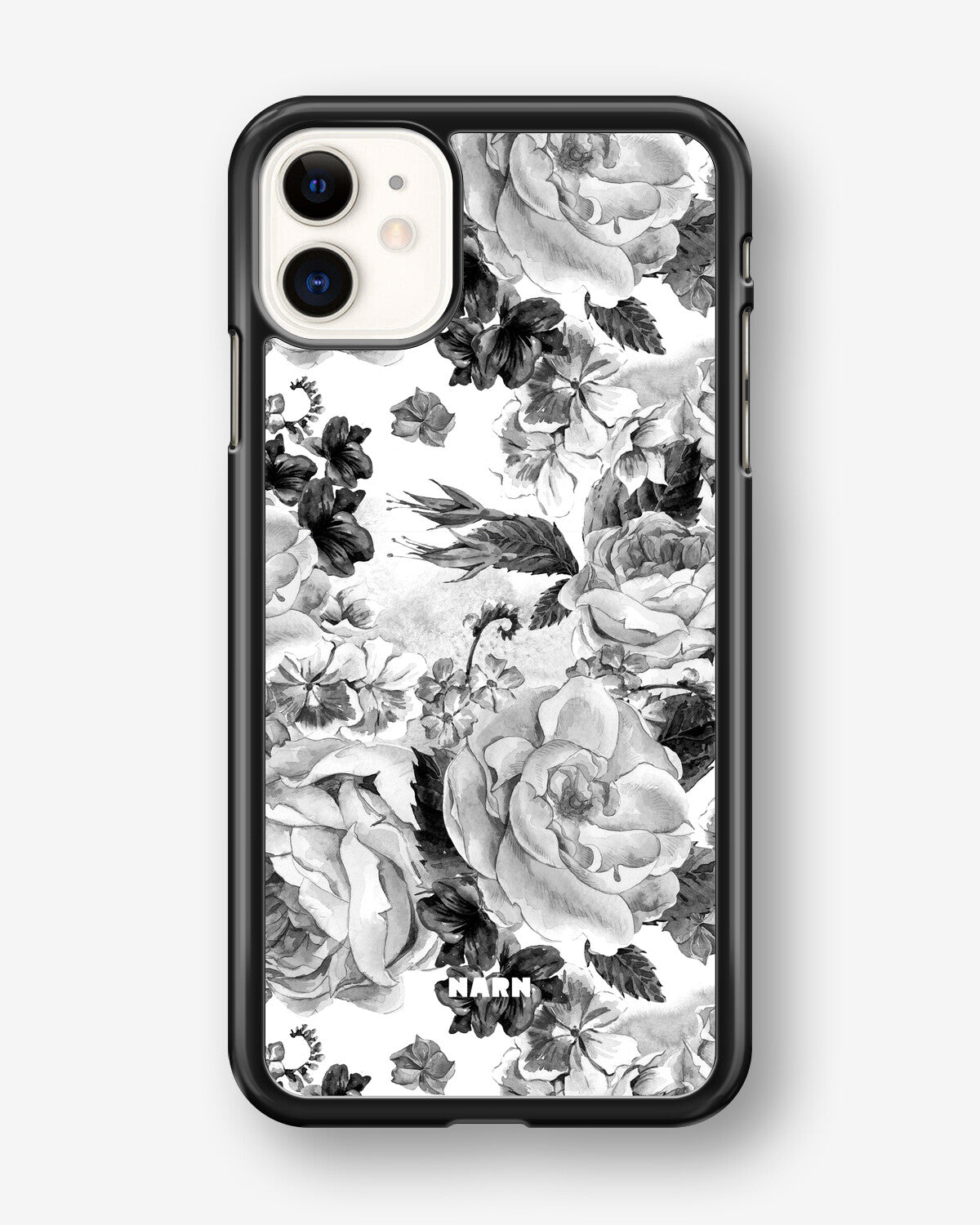 iPhone 11 Hard Case – Black & White Bloom - View 1