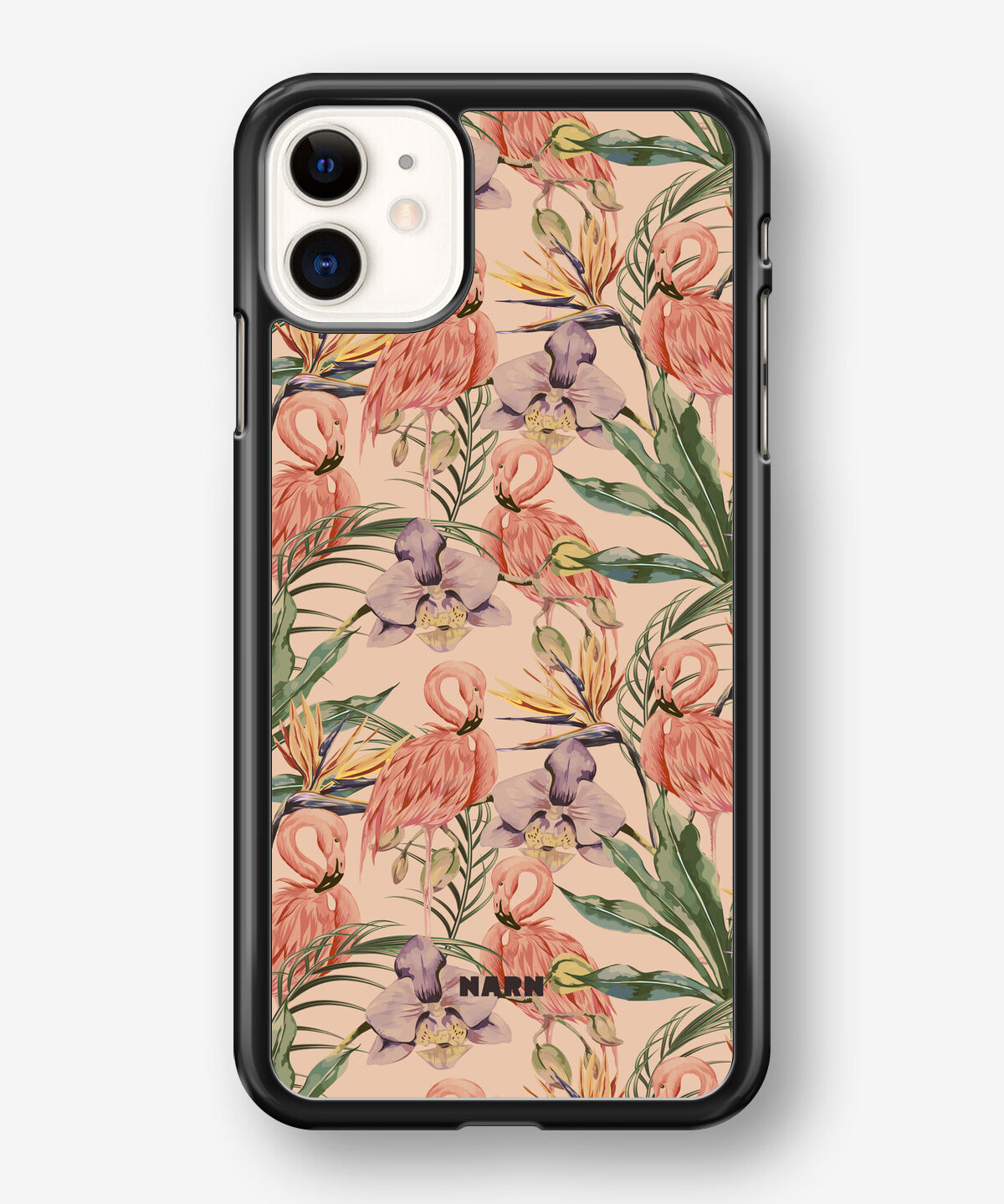 iPhone 11 Hard Case – Flamingos & Flowers - View 1