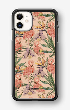 iPhone 11 Hard Case – Flamingos & Flowers - View 1