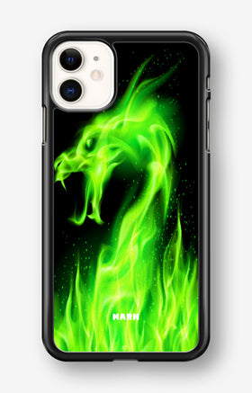 iPhone 11 Hard Case – Green Flames Dragon - View 1
