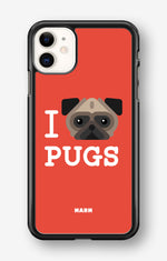 iPhone 11 Hard Case – I Love Pugs - View 1