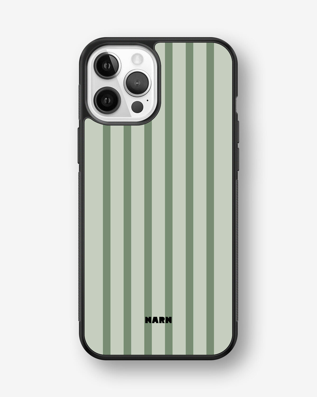 iPhone 12 / iPhone 12 Pro Hard Case – Sage Stripes - View 1