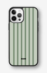 iPhone 12 / iPhone 12 Pro Hard Case – Sage Stripes - View 1