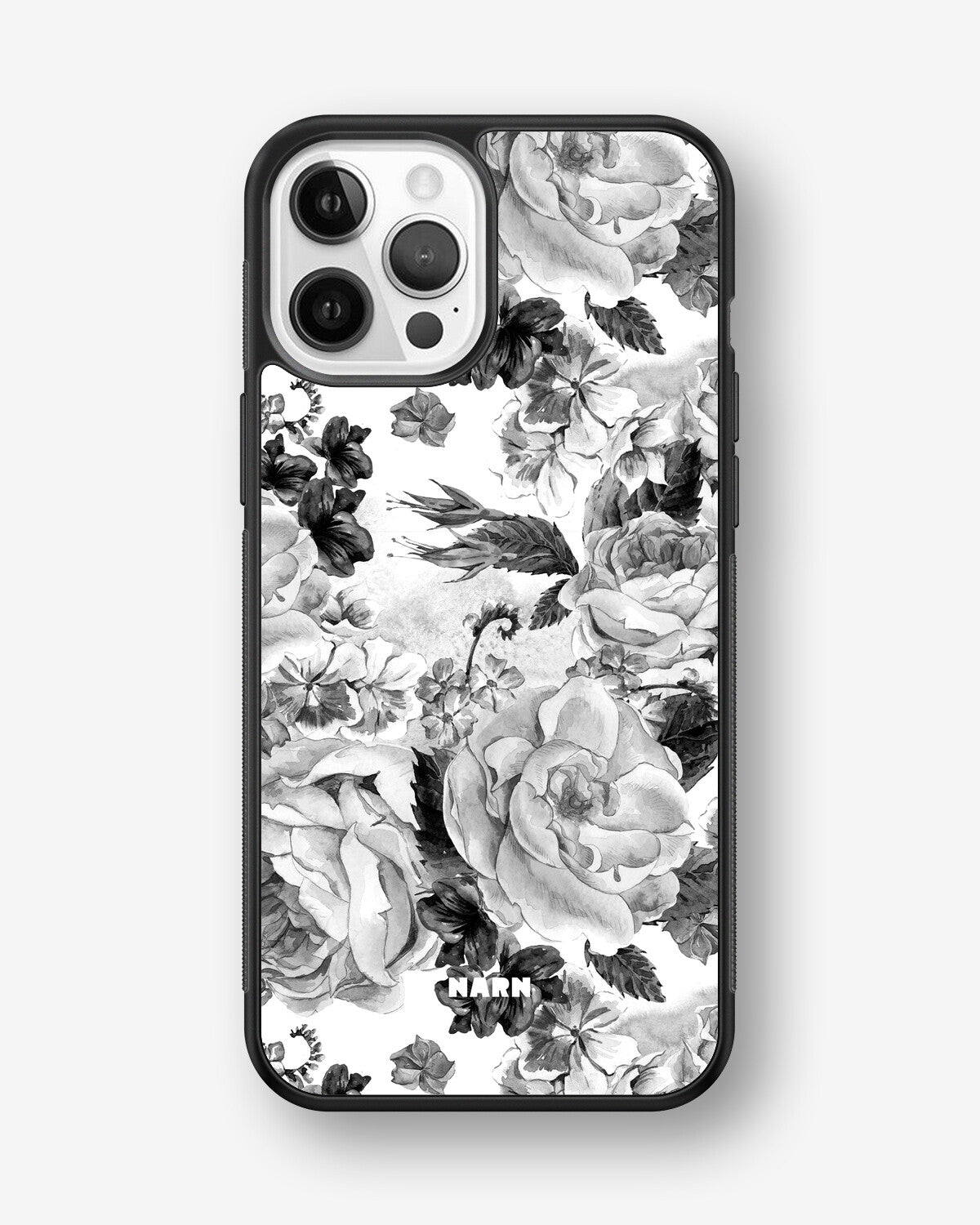 iPhone 12 / iPhone 12 Pro Hard Case – Black & White Bloom - View 1
