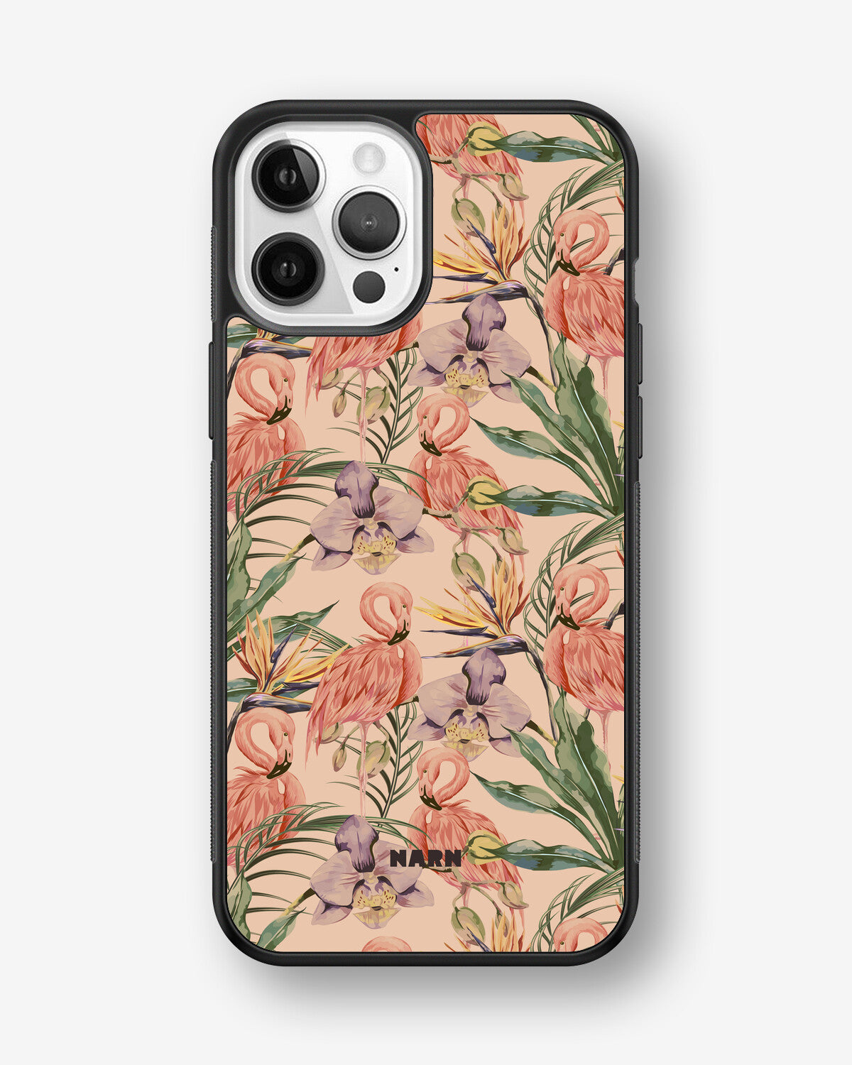 iPhone 12 / iPhone 12 Pro Hard Case – Flamingos & Flowers - View 1