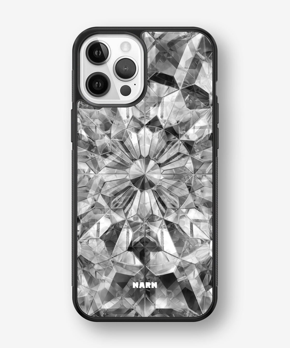 iPhone 12 / iPhone 12 Pro Hard Case – Grey Crystals - View 1