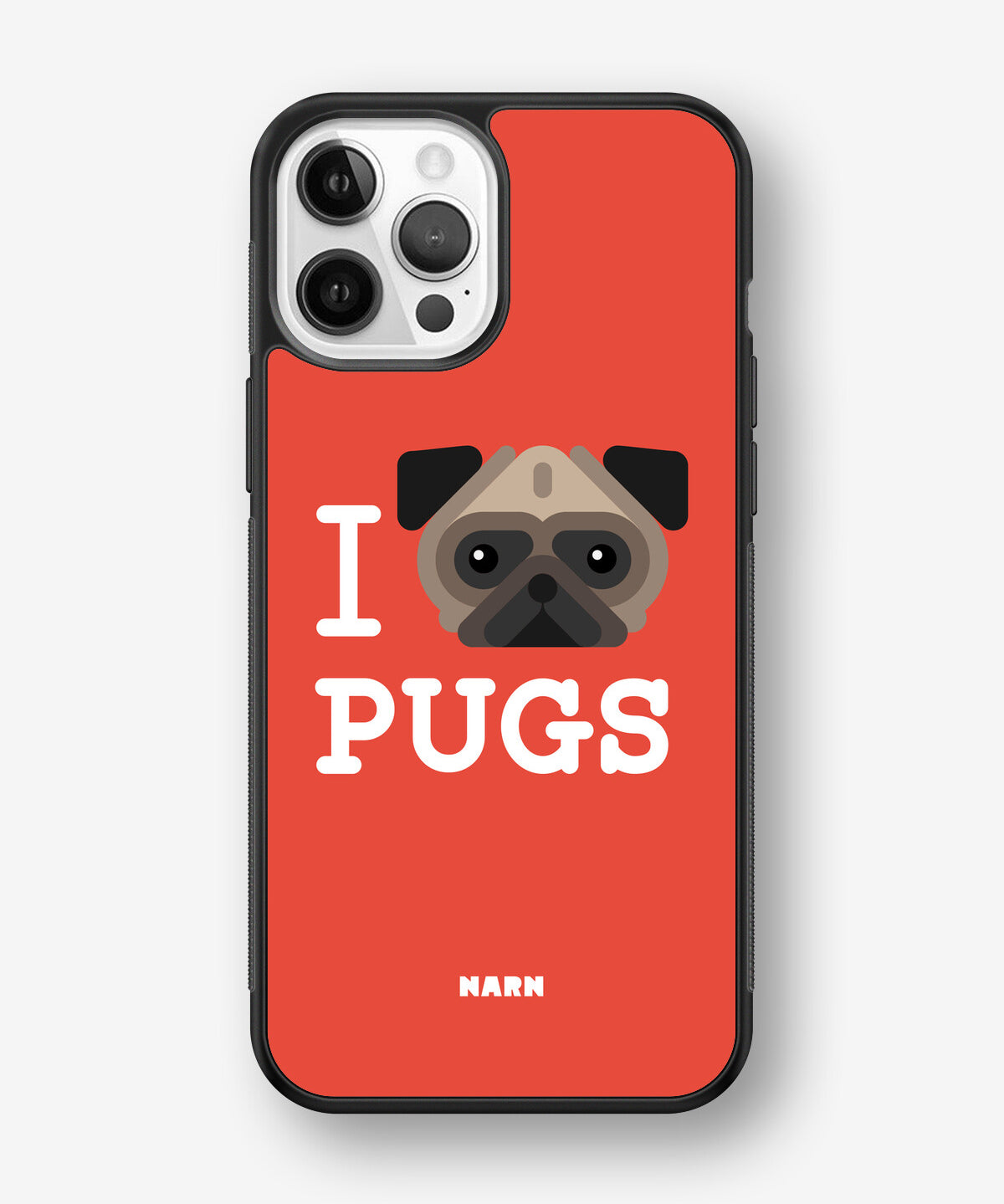 iPhone 12 / iPhone 12 Pro Hard Case – I Love Pugs - View 1