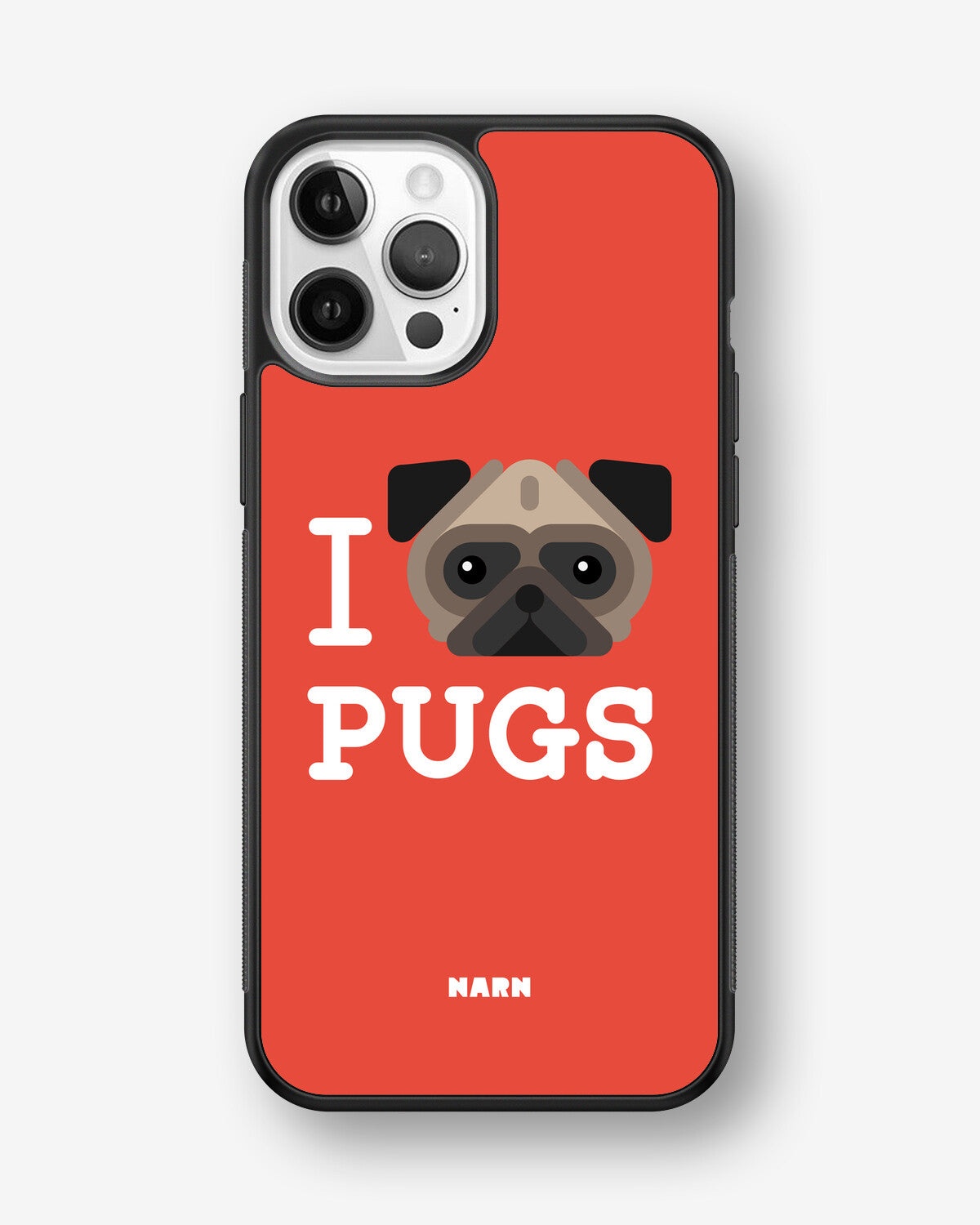 iPhone 12 / iPhone 12 Pro Hard Case – I Love Pugs - View 1