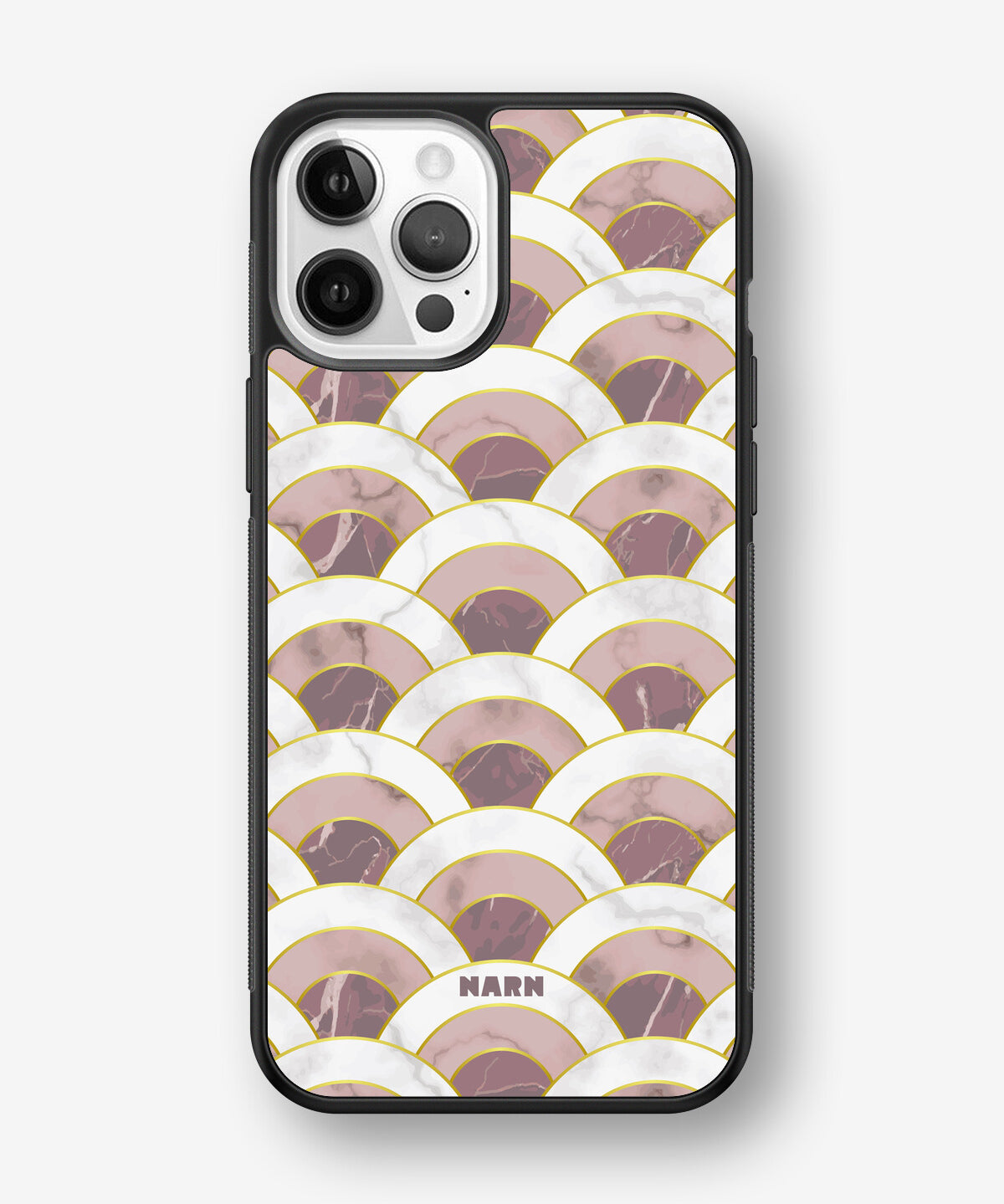iPhone 12 / iPhone 12 Pro Hard Case – Pink Marble Waves - View 1