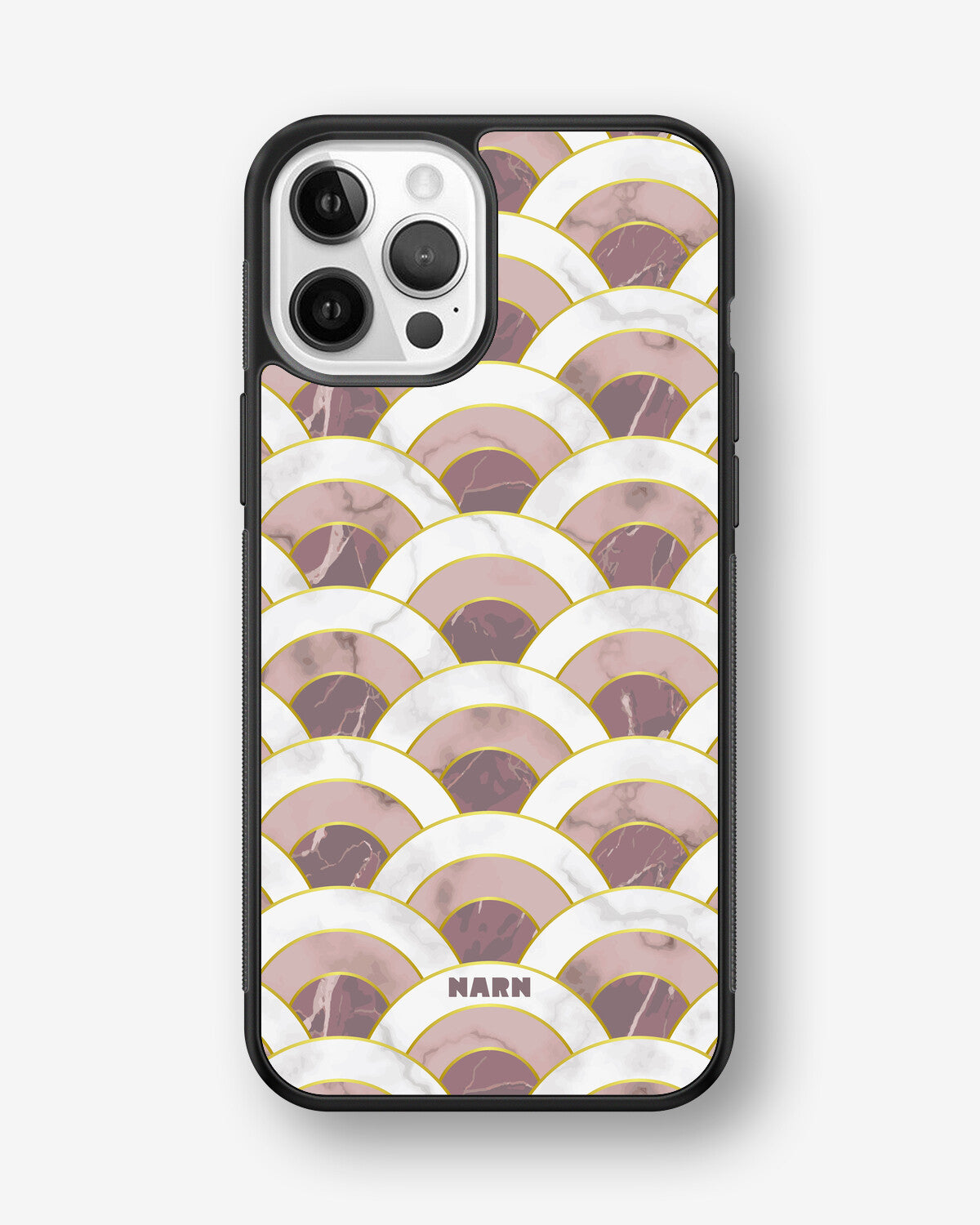 iPhone 12 / iPhone 12 Pro Hard Case – Pink Marble Waves - View 1